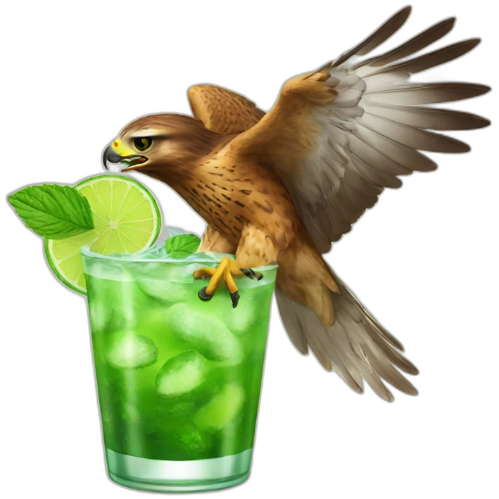 hawk drinking mojito emoji
