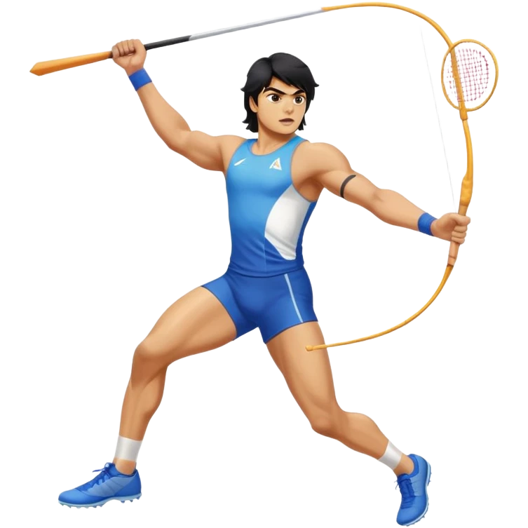 Neeraj Chopra throwing javelin in action, athletic pose emoji