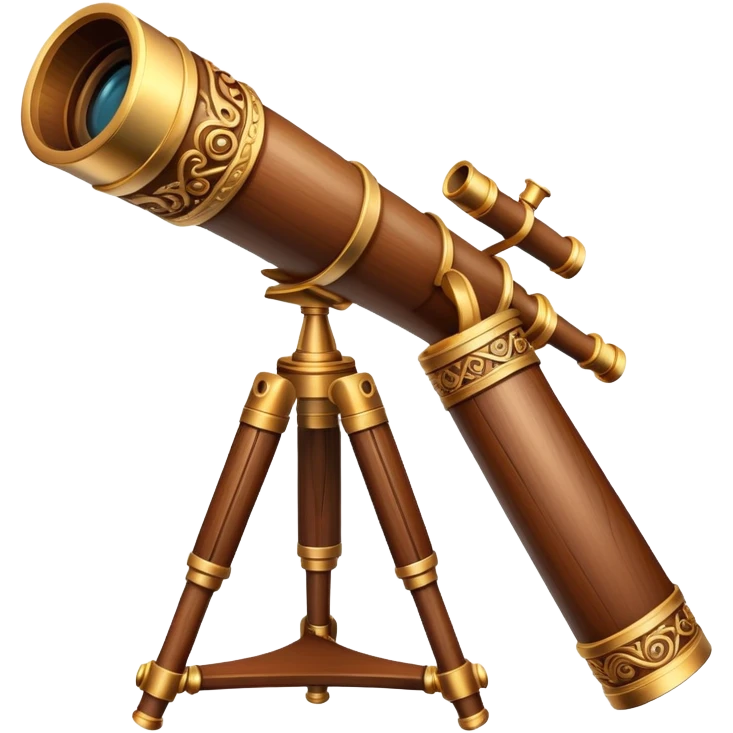 Magical wooden telescope with carvings emoji