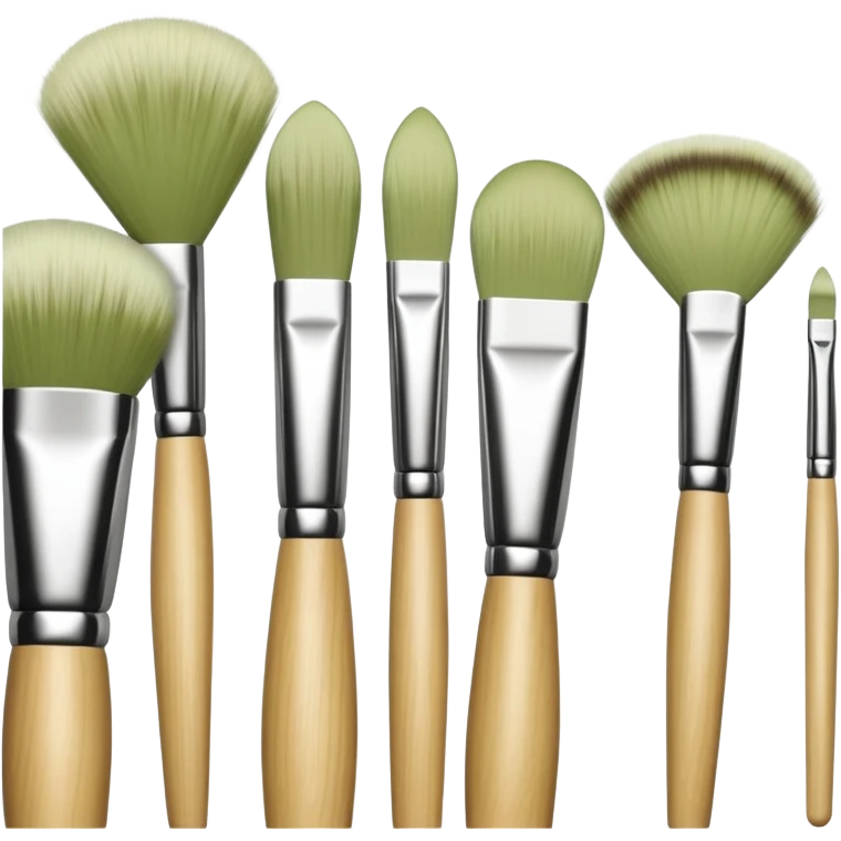 Holding pale olive make up brushes emoji