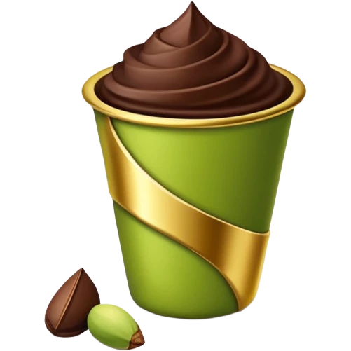 pistachio chocolate cup with Dubai theme emoji
