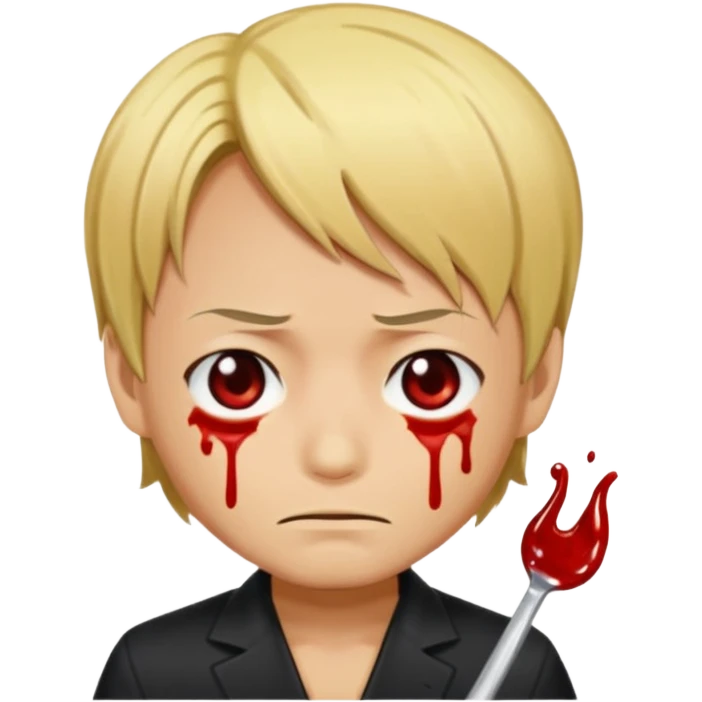 Related to chibi anime style characters of sanji animes character from his nose blood is dripping  from nose due to pervertness emoji
