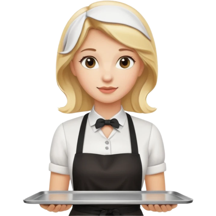 blonde Cafe waiter woman with tray emoji