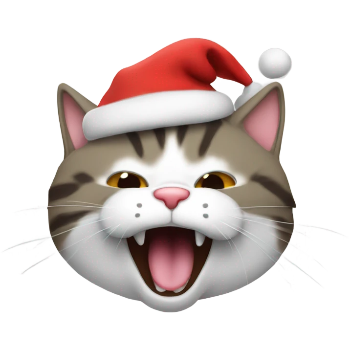 Santa cat yawing emoji