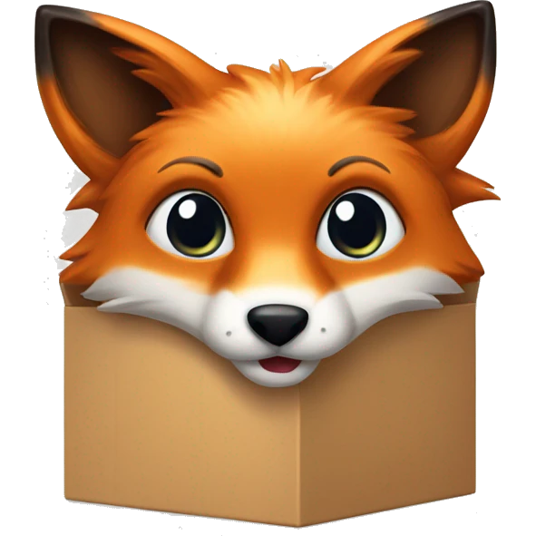 a cross-eyed fox inside a box emoji