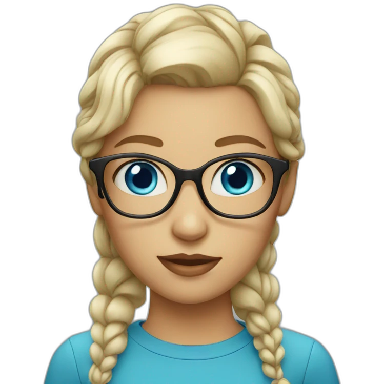 girl blue eyes with glasses emoji