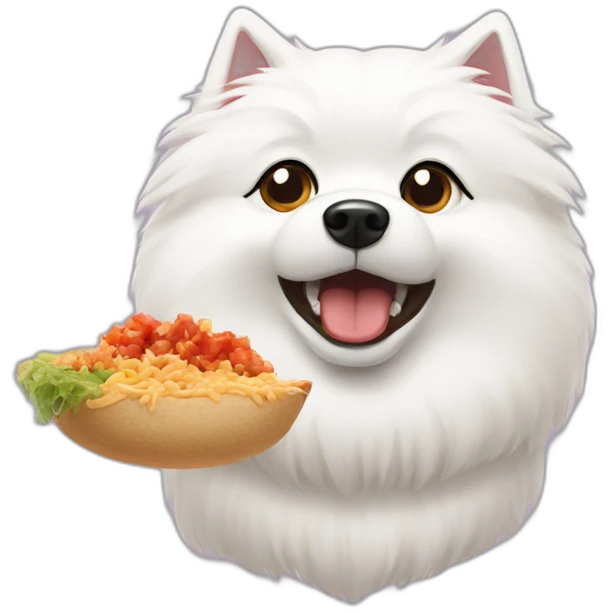 japanese spitz eat some food very angry emoji