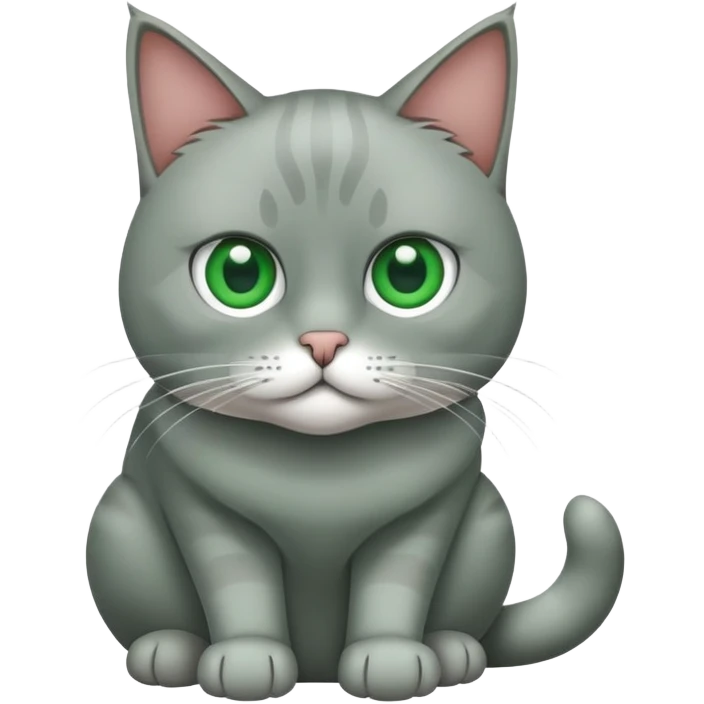 Gato gris de ojos verdes sentado emoji