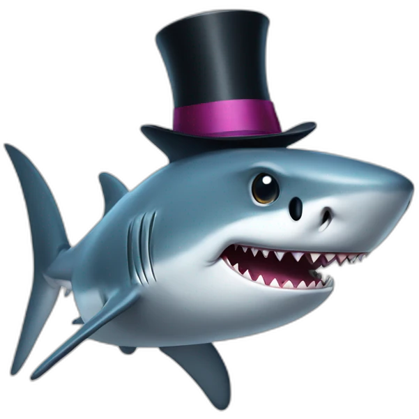 Shark with a top hat emoji