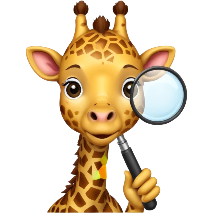 curious giraffe with magnifying glass emoji