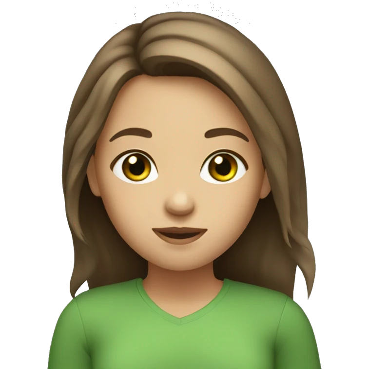 girl with green eyes and brown shoulder length hair  emoji