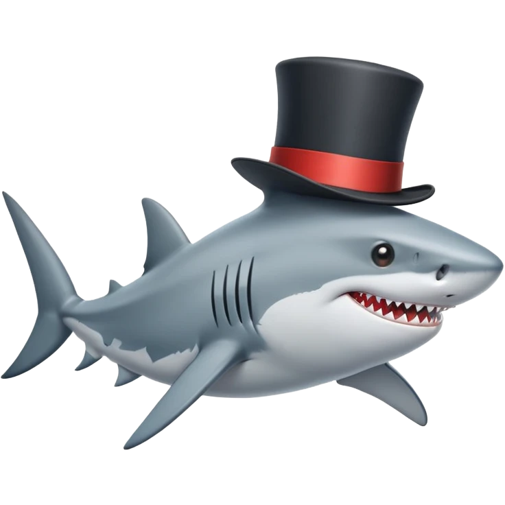 Shark with a top hat emoji