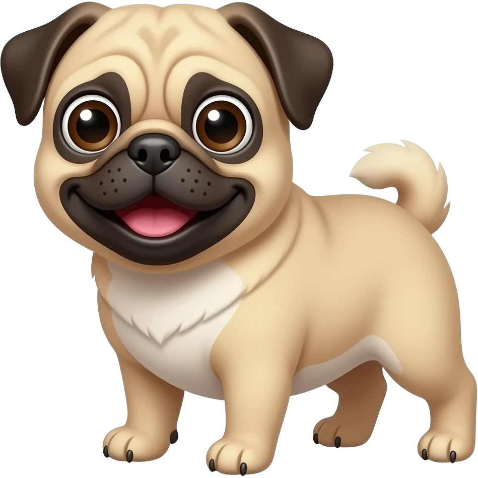 pug with big emoji eyes and smile emoji