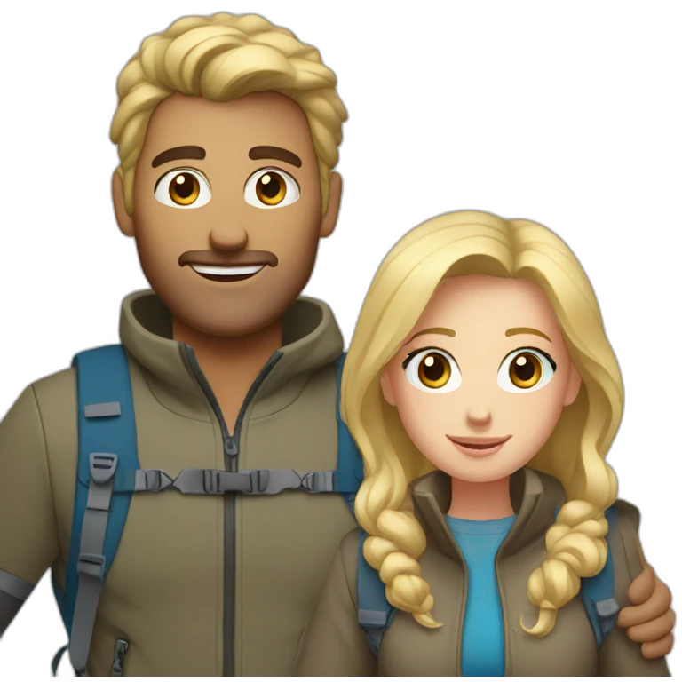 Mom and Dad Hiking blond Hair Blue eyes emoji