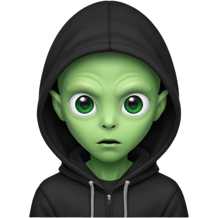 a portrait of aliens wear black hoodie emoji
