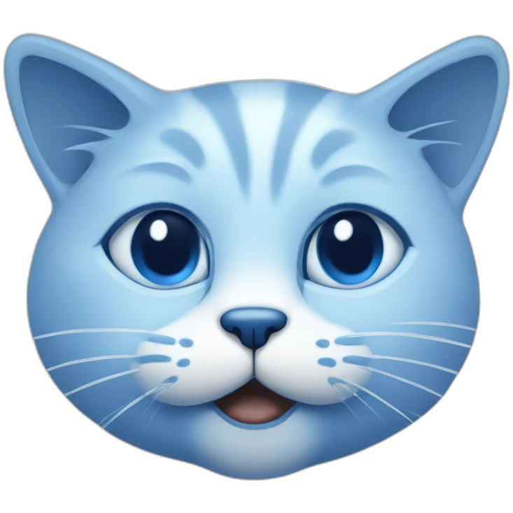 Blue simplistic sketch of a cute cat face emoji