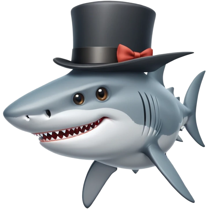 Shark with a top hat emoji