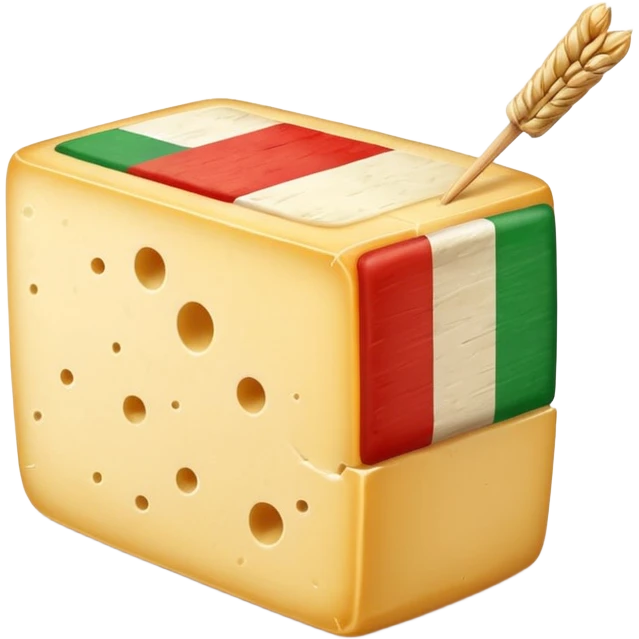 Parmigiano block with Italian flag stuck into it emoji