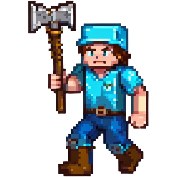 Minecraft Steve mining with pickaxe emoji
