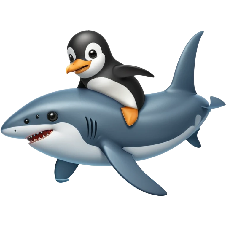 Penguin riding a shark emoji