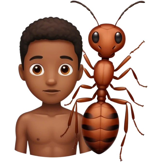 black boy with body of ant but regular head emoji