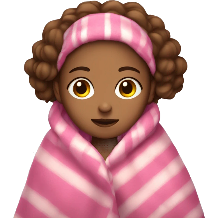  A brown hair girl with a pink blanket rapped around her  emoji
