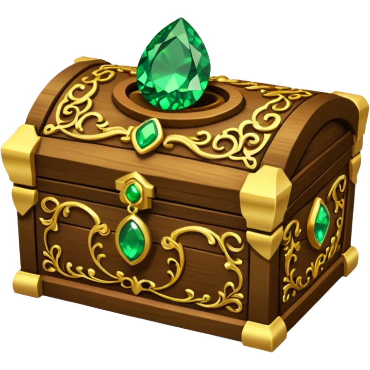 tresure box with motifs with green gem emoji