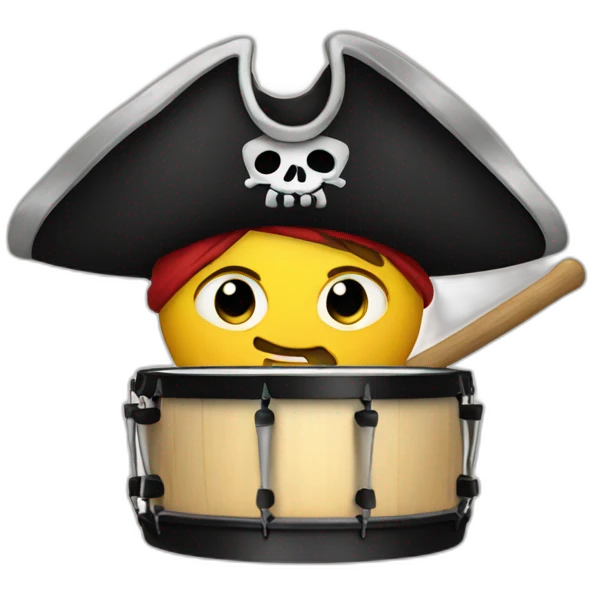 pirate emoji playing drums emoji