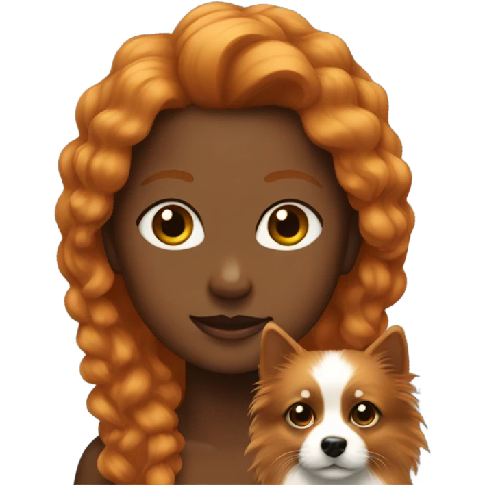 Ginger girl with black female spitz emoji