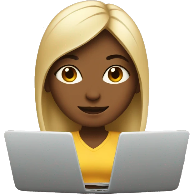 girl with a laptop and coffee emoji