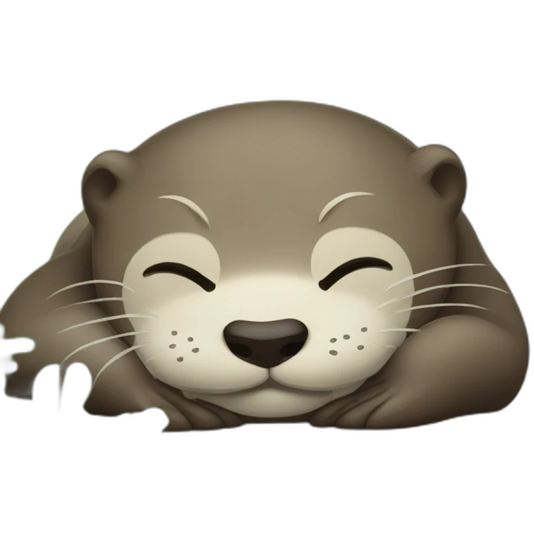 Otter covering her eyes with her hands lying on her back emoji