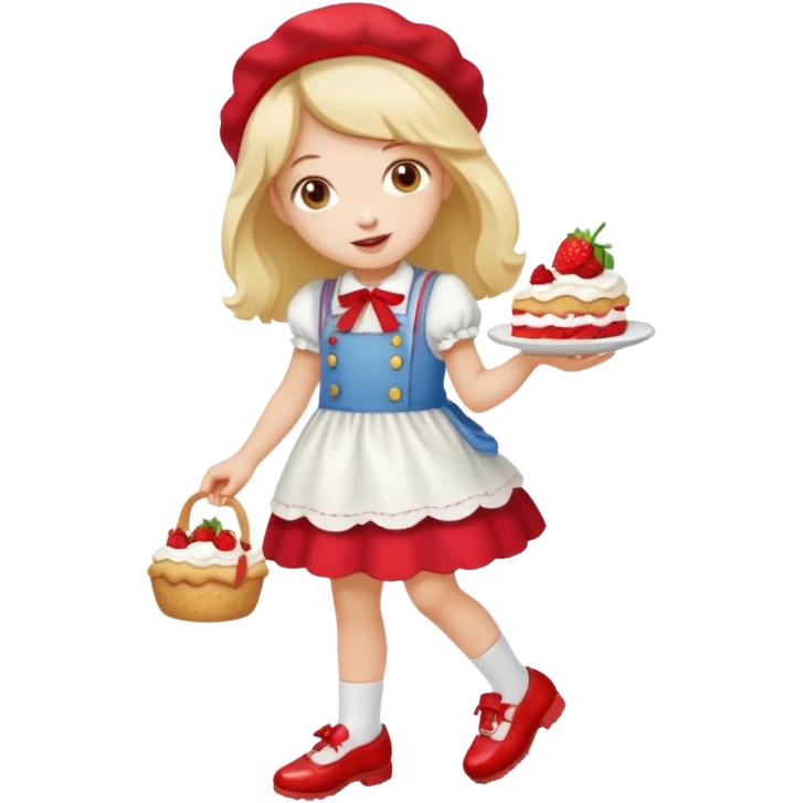 pretty and cute realistic modern day strawberry shortcake full body with red shoes emoji emoji
