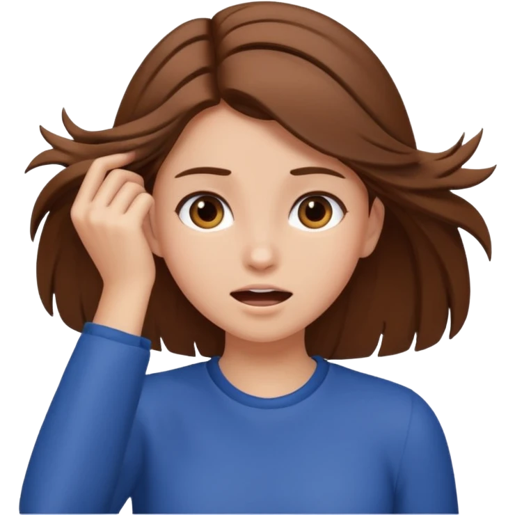 Girl pulling her hair out, brown hair emoji