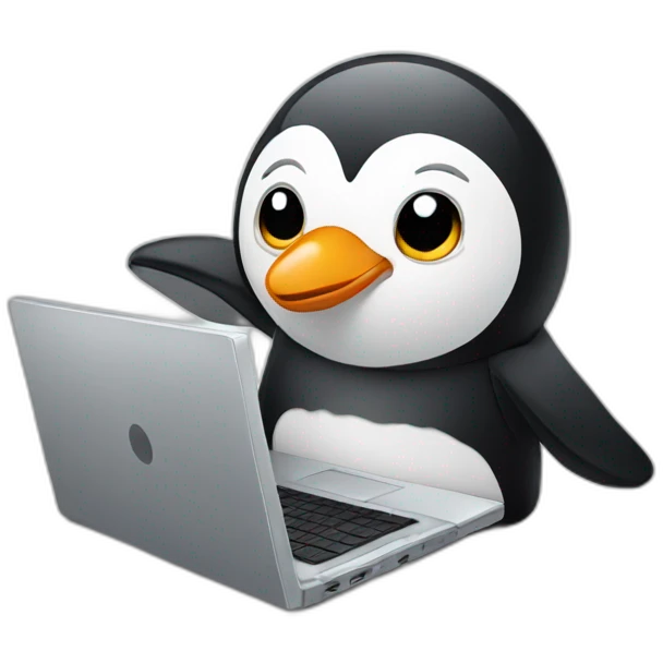penguin with one laptop emoji