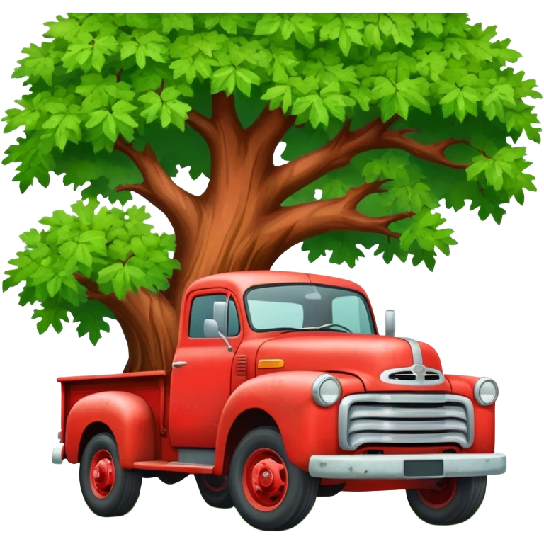 Red truck under a tree emoji