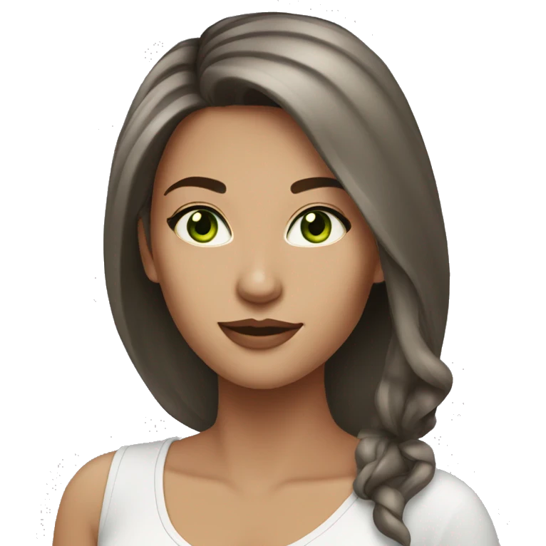 Beautiful woman green eyes dark brown hair emoji