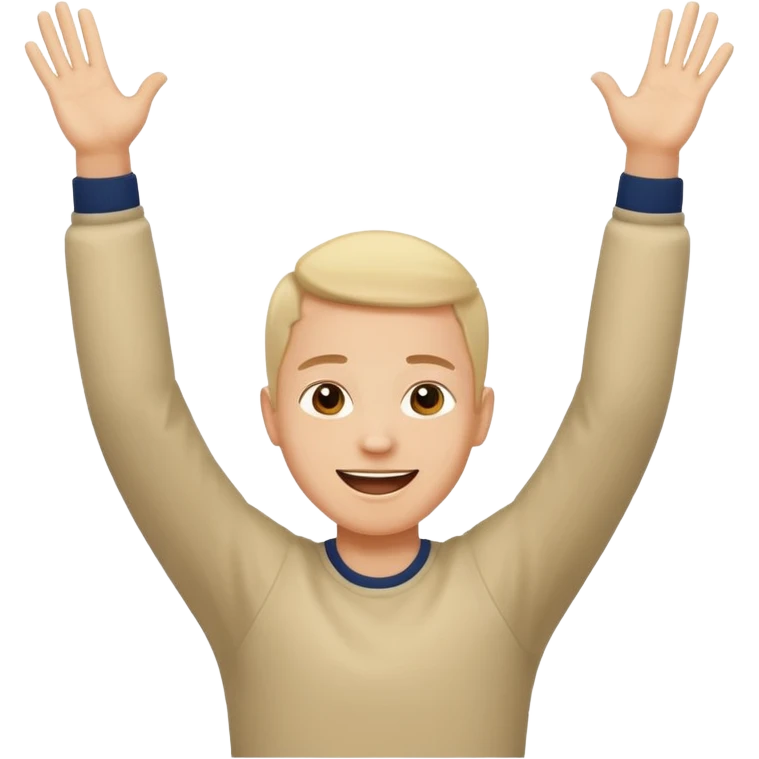 person raising both arms like at church emoji