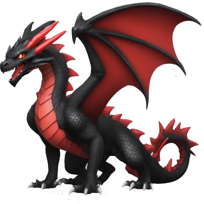 cool edgy black and red Dark-type dragon Pokémon full body emoji