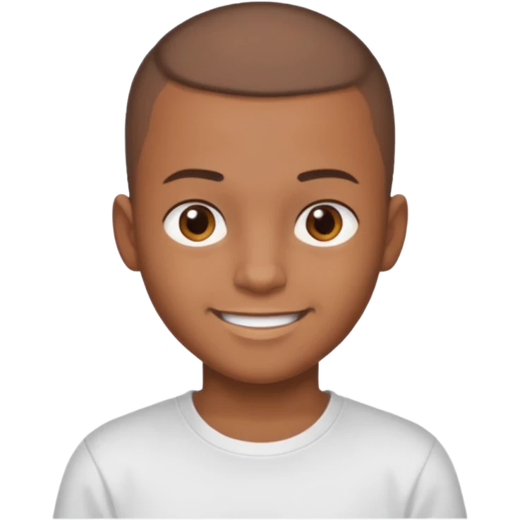 boy with Brown Buzz cut and brown eyes wear white t-shirt  emoji