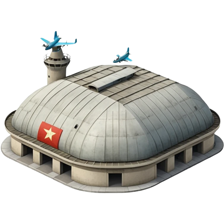 USSR military airplane rounded roof hangar isometry view emoji