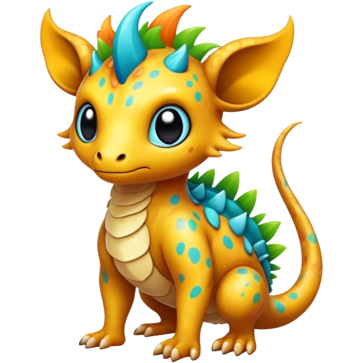 a colorful edgy cute vernid-fionbri-creature with splash patterns full body emoji