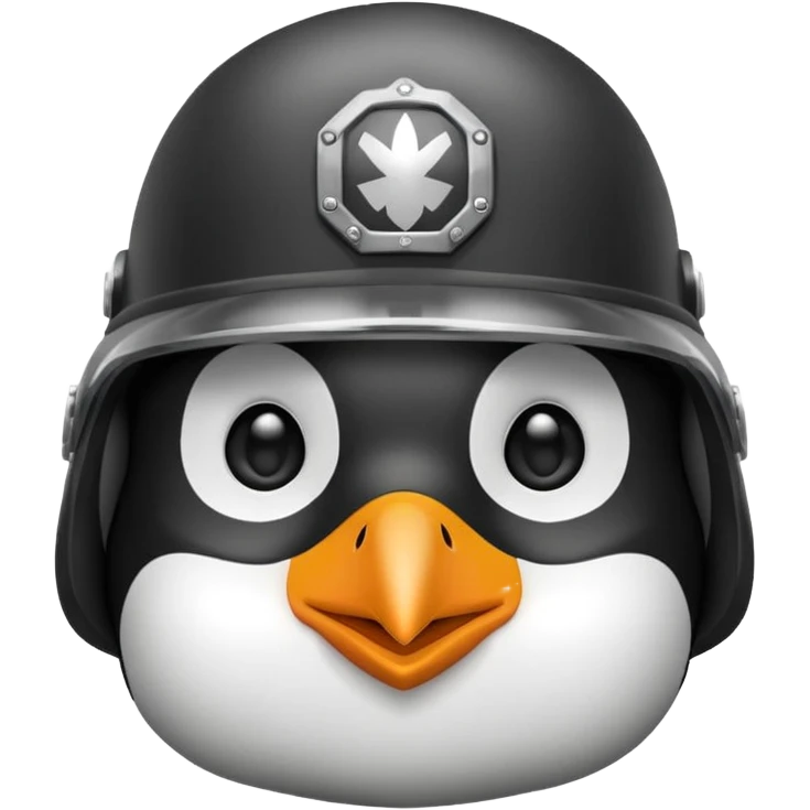 cute penguin soldier face only emoji