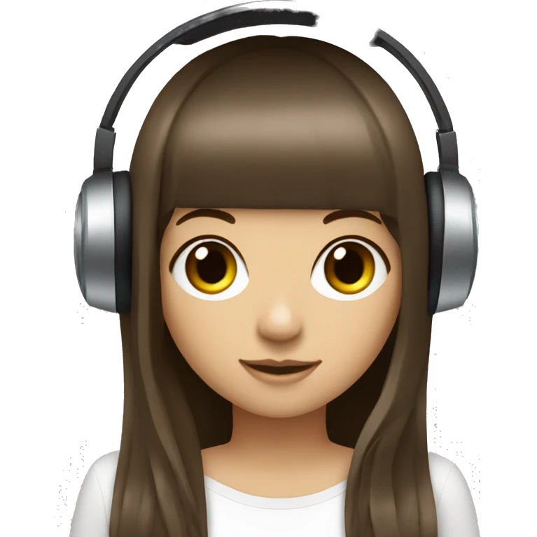 Girl Dj with cute frange and brunette haie emoji