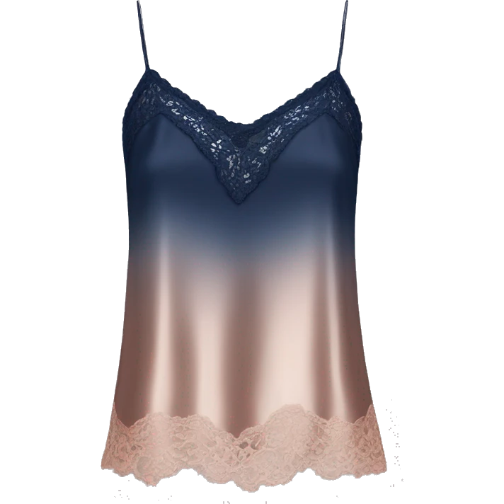 Realistic rose gold to Navy ombre silk lace camisole blouse isolated.  emoji