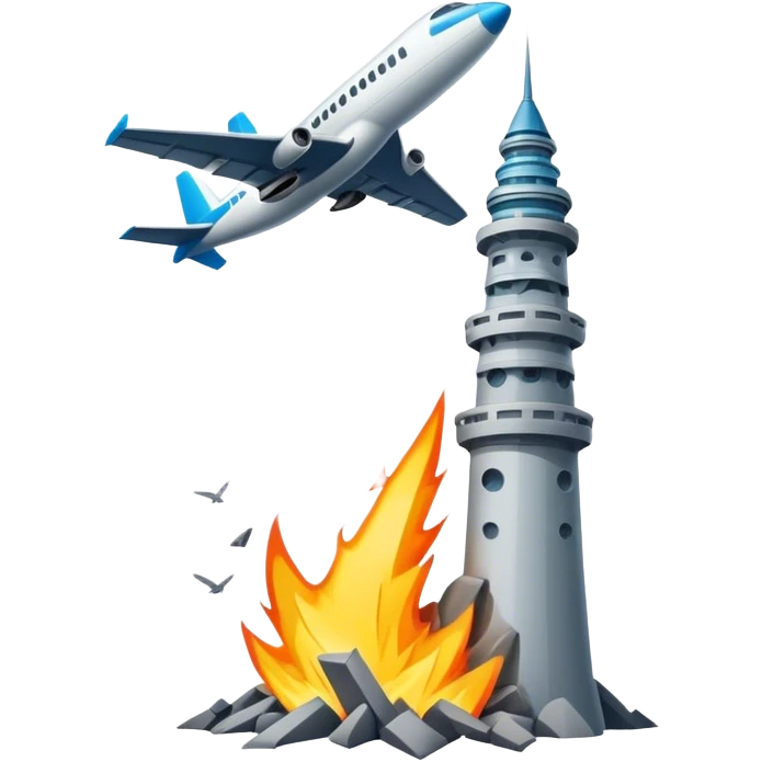 Tower with plane crashing into it  emoji