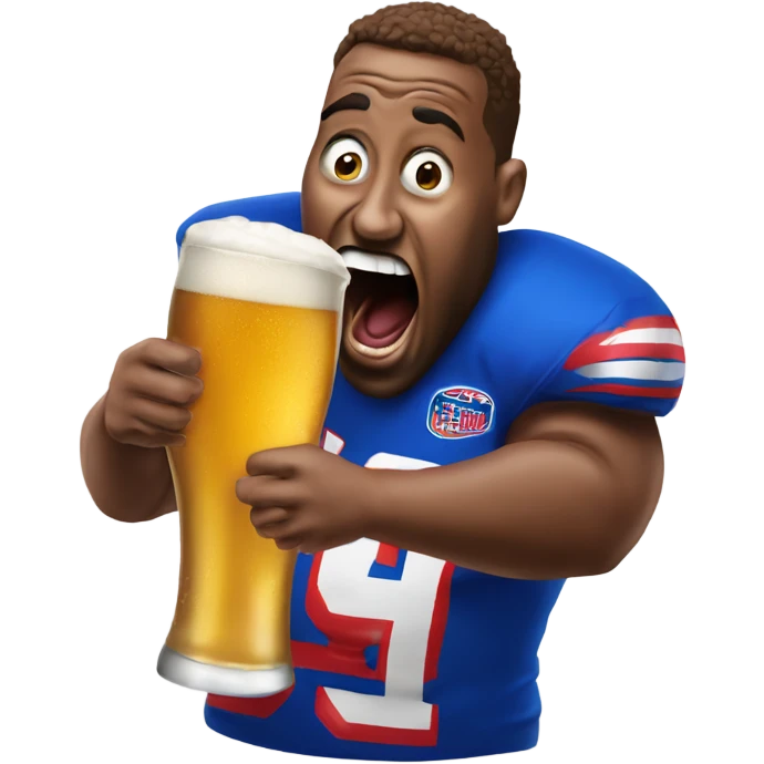 Big fat bills fan screaming with beer emoji