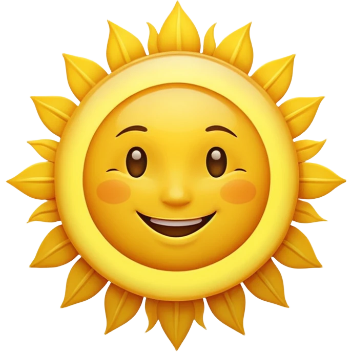 A happy sun emoji, bright yellow with rays, smiling face. emoji