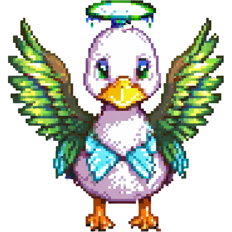 a fairy duck with wings pixel art emoji