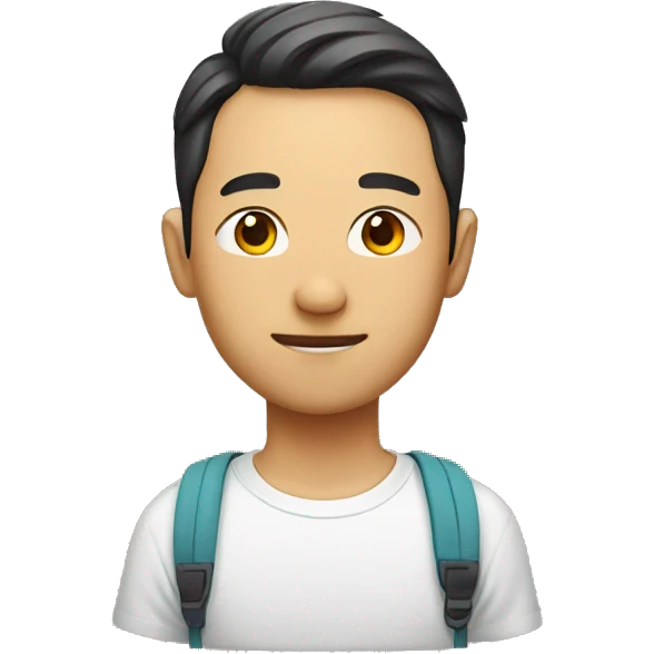 chinese man with a shirt that says sunrise daycamp emoji