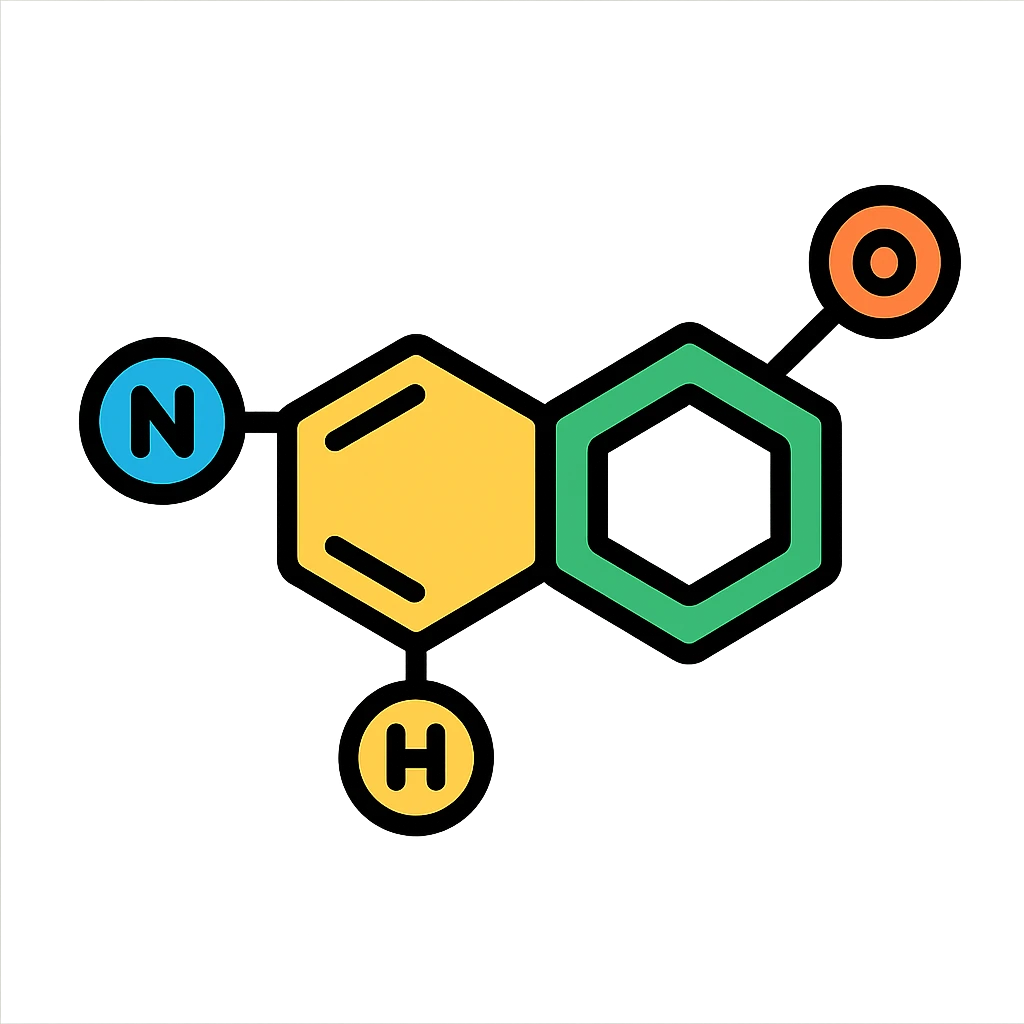 detailed dopamine molecule, showing atoms and bonds, vibrant colors, scientific illustration emoji